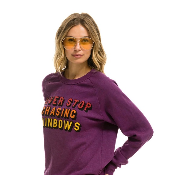Aviator Nation NWT Crewneck Sweatshirt in Purple - Sz Small 🌈 - Picture 4 of 7